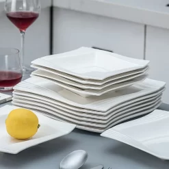 MALACASA, Serie Amparo, Porzellan Tafelservice 24 Tlg. Kombiservice 12 Speiseteller Und 12 Suppenteller Für 12 Personen -Küche Zu Hause 0a806c8cd859bd61fa6ff2b141987c95