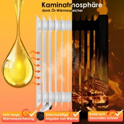 KESSER® Ölradiator 2500W Elektrische Heizung Heizkörper Elektroheizung Energiesparend Mit Display WiFi App & Fernbedienung Touchscreen - Mobil Öl Radiator 24h Timer, Thermostat & Überhitzungsschutz, Farbe:Weiß -Küche Zu Hause 0ce6d0188cf17a5c2f4bc6663bb438a8