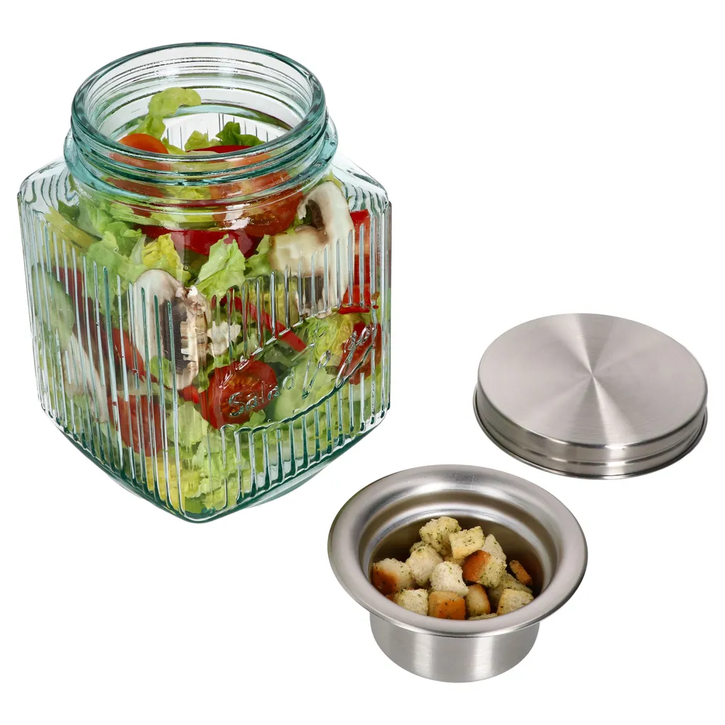 3tlg Set Salat To Go Vorratsglas 1L Lunch-Box Für Salat Nachhaltig Aufbewahrung 1 3tlg Set Salat To Go Vorratsglas 1L Lunch-Box Für Salat Nachhaltig Aufbewahrung