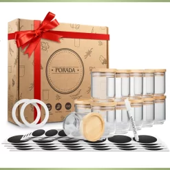 PORADA 12 Stapelbare Gewürzgläser Set 150ml Glasbehälter Mit Deckel Aufbewahrung Küche Gewürzdosen Vorratsdosen Glas Mit Deckel Aufbewahrungsgläser Küchenorganisation Aufbewahrung… -Küche Zu Hause 1521b953202d5eec8e5363829fa5d1b8