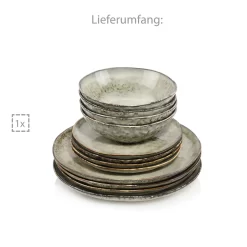 Sänger SÄNGER Steingut Geschirrset Pompei, Tafelservice 12 Teilig Für 4 Personen -Küche Zu Hause 16ffecf1029ce270d4176c8e5172fd75