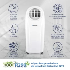 Blaupunkt Klimagerät ARRIFANA 1414L, Mobile Klimaanlage Für Zuhause, Büro Oder Wohnwagen, Wohnmobil [Energieklasse A/A+]. 14000 BTU (4 KW) -Küche Zu Hause 1bb3fba6733afc8374bf97416a60d555