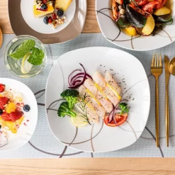 VEWEET Tafelservice 'Nikita' Aus Porzellan, 24 Teilig Geschirrset Beinhatlet Müslischalen, Dessertteller, Speiseteller Und Suppenteller, Geschirrservice Für 6 Personen -Küche Zu Hause 22fc1cb70eac8634616dd9028f354800