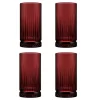 Pasabahce Elysia Wassergläser Longdrinkgläser 4er Set Lang Rot 450ml 520015