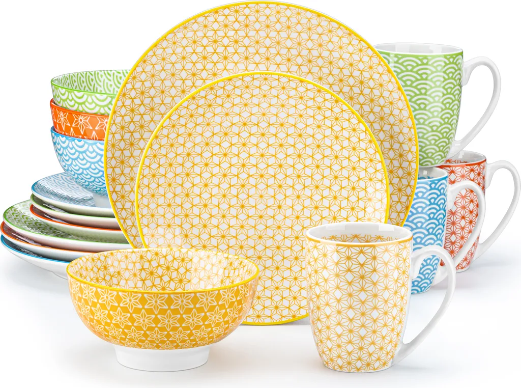 Vancasso Natsuki 16-teilig Porzellan Kombiservice, Mit Je 4 Speiseteller Ø 27 Cm, Dessertteller Ø 21,5 Cm, Müslischalen Ø 15,2 Cm Und Kaffeebecher 380 Ml 1 Vancasso Natsuki 16-teilig Porzellan Kombiservice, Mit Je 4 Speiseteller Ø 27 Cm, Dessertteller Ø 21,5 Cm, Müslischalen Ø 15,2 Cm Und Kaffeebecher 380 Ml