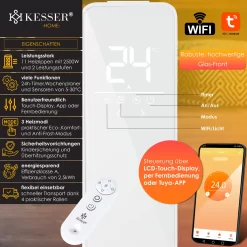 KESSER® Ölradiator 2500W Elektrische Heizung Heizkörper Elektroheizung Energiesparend Mit Display WiFi App & Fernbedienung Touchscreen - Mobil Öl Radiator 24h Timer, Thermostat & Überhitzungsschutz, Farbe:Weiß -Küche Zu Hause 339a1ec1e03b9ad8ad9d881d15d6653b