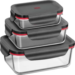 Silit Storio Vorratsdose-Set 3-teilig, Glas, Vorratsglas, Luftdichter Aroma-Deckel, Frischhaltedosen Zum Vorbereiten, Aufbewahren Und Servieren