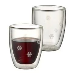 Dorre Schneeflocken Doppelwandiges Glas 2er-Pack