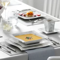 MALACASA, Serie Flora, 60 Tlg. Marmor Porzellan Geschirrset Kombiservice Tafelservice Mit Je 12 Kaffeetassen, 12 Untertassen, 12 Dessertteller, 12 Suppenteller Und 12 Flachteller -Küche Zu Hause 63543336019e9e47575ed10ff048e493