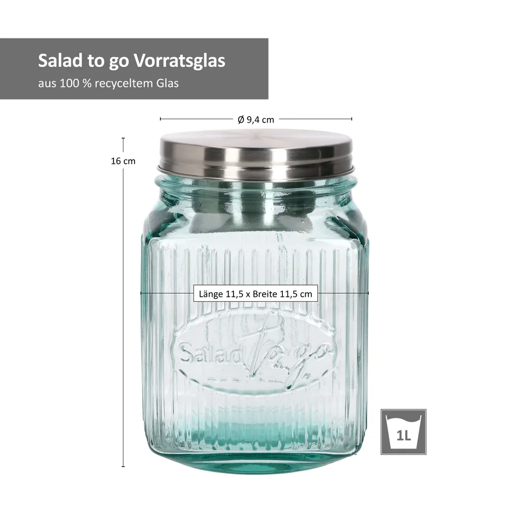 3tlg Set Salat To Go Vorratsglas 1L Lunch-Box Für Salat Nachhaltig Aufbewahrung 5 3tlg Set Salat To Go Vorratsglas 1L Lunch-Box Für Salat Nachhaltig Aufbewahrung – Bild 5