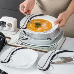 VEWEET, Serie 'Fiona', 100-teilig Porzellan Tafelservice Set, Kombiservice Mit Dessertteller, Speiseteller, Suppenteller, Müslischalen, Kaffeebecher, Kaffeetassen Set, Eierbecher, Milch- Und Zuckerset -Küche Zu Hause 756ac0eabb22b74e42ad80d4bebed065