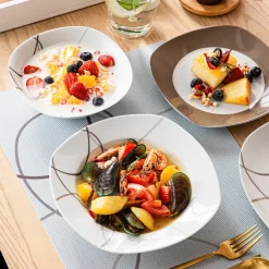 VEWEET Tafelservice 'Nikita' Aus Porzellan, 24 Teilig Geschirrset Beinhatlet Müslischalen, Dessertteller, Speiseteller Und Suppenteller, Geschirrservice Für 6 Personen -Küche Zu Hause 7a8443894805f0f70a309a683371bc6e