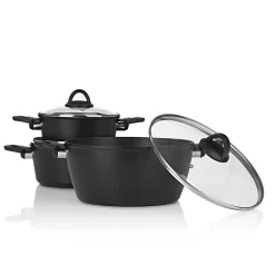 Bratoni Aluminium-Kochtopf Schwarz Mit Glasdeckel - Geschmiedet - 24 Cm Kochtopf Topf Glasdeckel Töpfe Suppentopf Deckel 24cm Geschmiedet Universaltopf -Küche Zu Hause 8016dfb184d81c942bfc9cdd8b8c9d8d