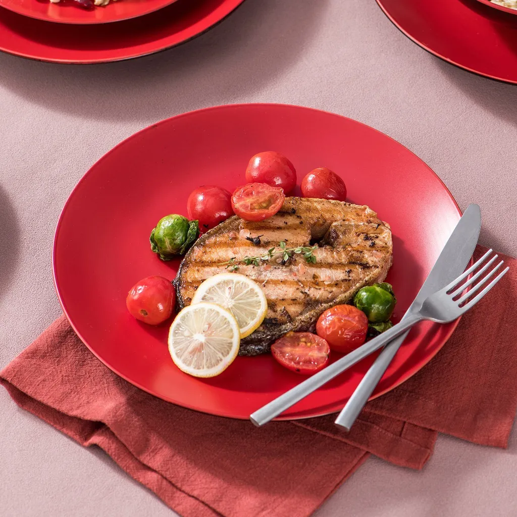 Vancasso Tafelservice Steinzeug, Allegro 16 Teiliges Essgeschirr Kombiservice, Handbemaltes Geschirrset Für 4 Personen, Vintage Rot 5 Vancasso Tafelservice Steinzeug, Allegro 16 Teiliges Essgeschirr Kombiservice, Handbemaltes Geschirrset Für 4 Personen, Vintage Rot – Bild 5