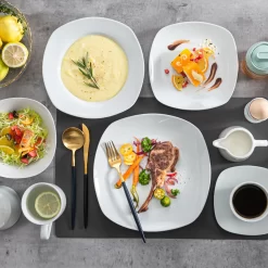 MALACASA, Serie Elisa, 50-teilig Tafelservice Aus Porzellan Für 6 Personen, Kombiservice Frühstückservice Kaffeeservice Mit Eierbecher, Kaffeetassen, Untertassen, Müslischalen, Dessertteller -Küche Zu Hause 8c2b831d18792b49b890ebf8c8d200dd