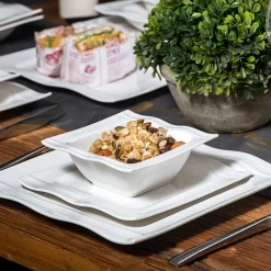 MALACASA, Serie Mario, 28-teilig Kombiservice Aus Porzellan Geschirrset Mit Je 6 Schalen, 6 Dessertteller, 6 Suppenteller, 6 Speiseteller, 2 Rechteckige Platten Und 2 Salz- Und Pfefferdosen -Küche Zu Hause 8c97bdfc228b0fbf0bb2c77186a594f3