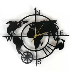 Silent Wanduhr Weltkarte Original Holzdekor