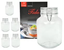 6er Set Einmachglas Bügelverschluss Original Fido 3,0L Vorratsgläser Incl. Bormioli Rezeptheft
