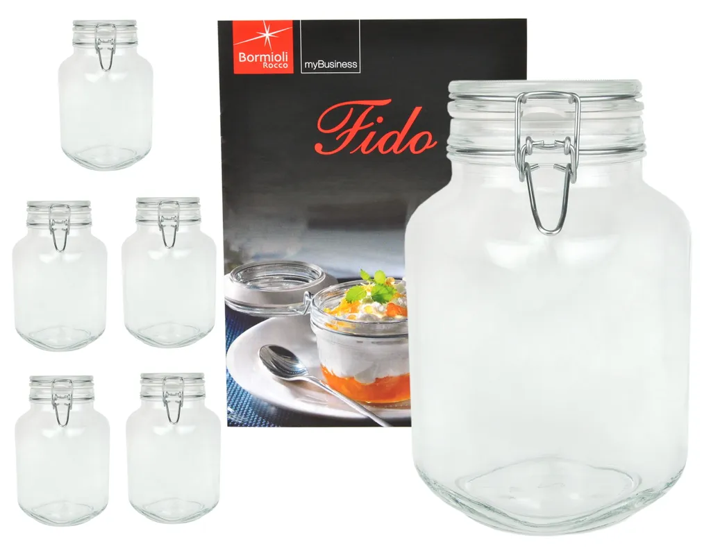 6er Set Einmachglas Bügelverschluss Original Fido 3,0L Vorratsgläser Incl. Bormioli Rezeptheft 1 6er Set Einmachglas Bügelverschluss Original Fido 3,0L Vorratsgläser Incl. Bormioli Rezeptheft