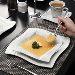 MALACASA, AMPARO 30 Tlg. Marmor Porzellan Geschirrset Kombiservice Tafelservice Mit Kaffeetassen, Unterteller, Dessertteller, Suppenteller, Speiseteller Für 6 Personen -Küche Zu Hause af80c7b0362205422fff5072a71212e8