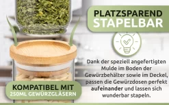PORADA 12 Stapelbare Gewürzgläser Set 150ml Glasbehälter Mit Deckel Aufbewahrung Küche Gewürzdosen Vorratsdosen Glas Mit Deckel Aufbewahrungsgläser Küchenorganisation Aufbewahrung… -Küche Zu Hause b668038f6899bdeaeecd00b88a3e00ee