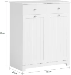 SoBuy BZR33-W Wäscheschrank Mit 2 Ausklappbaren Wäschesäcken Wäschekörbe Wäschetruhe Wäschesammler Mit 2 Schubladen Badschrank Weiß -Küche Zu Hause bed6d6e3873b45c73c7f238a0aec1dc9