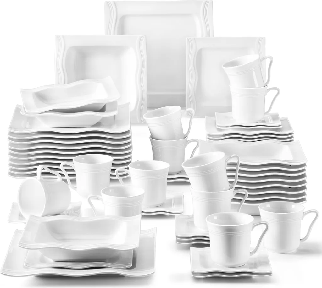 MALACASA, Serie Mario, 60 Tlg. Cremeweiß Porzellan Geschirrset Tafelservice Mit Je 12 Kaffeetassen, 12 Untertassen, 12 Dessertteller, 12 Suppenteller Und 12 Speiseteller 1 MALACASA, Serie Mario, 60 Tlg. Cremeweiß Porzellan Geschirrset Tafelservice Mit Je 12 Kaffeetassen, 12 Untertassen, 12 Dessertteller, 12 Suppenteller Und 12 Speiseteller