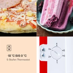 Klarstein Laika 60L Gefrierschrank , 60 Liter , 4-Sterne-Gefrierfach , 3 Schubladen , Temperatur: -18 Bis 0 °C , 5-stufiger Thermostat , 41 DB , Retro-Look -Küche Zu Hause cfcfbcd5ac51db58606802d4cbbd67d1