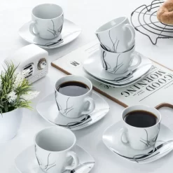VEWEET, Serie 'Fiona', 100-teilig Porzellan Tafelservice Set, Kombiservice Mit Dessertteller, Speiseteller, Suppenteller, Müslischalen, Kaffeebecher, Kaffeetassen Set, Eierbecher, Milch- Und Zuckerset -Küche Zu Hause d16b153ef34df0dc09c4ecd45411aa9f