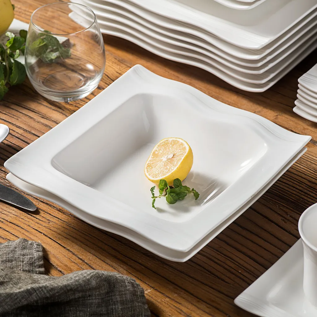 MALACASA, Serie Mario, 60 Tlg. Cremeweiß Porzellan Geschirrset Tafelservice Mit Je 12 Kaffeetassen, 12 Untertassen, 12 Dessertteller, 12 Suppenteller Und 12 Speiseteller 4 MALACASA, Serie Mario, 60 Tlg. Cremeweiß Porzellan Geschirrset Tafelservice Mit Je 12 Kaffeetassen, 12 Untertassen, 12 Dessertteller, 12 Suppenteller Und 12 Speiseteller – Bild 4